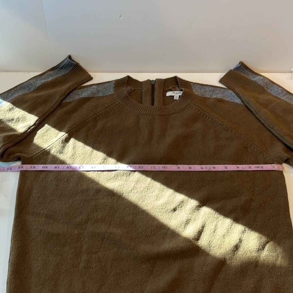 Madewell women’s 100% Merino wool scoop-neck sweater overside green/grey sizeXS‎ - Picture 13 of 16